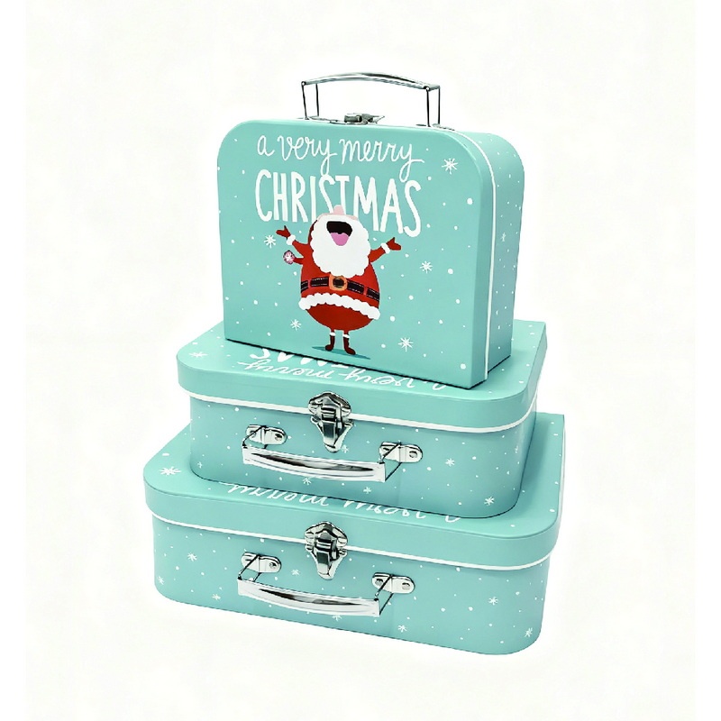 HF112224 Promotional Rigid Cardboard Handmade Box Paper Suitcase Box with Handle Paper Suitcase Luxury