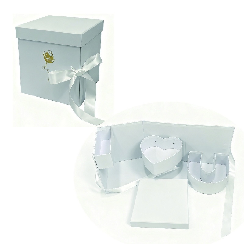 HF121619 Rotating Monogram I Love You Flower Gift Box