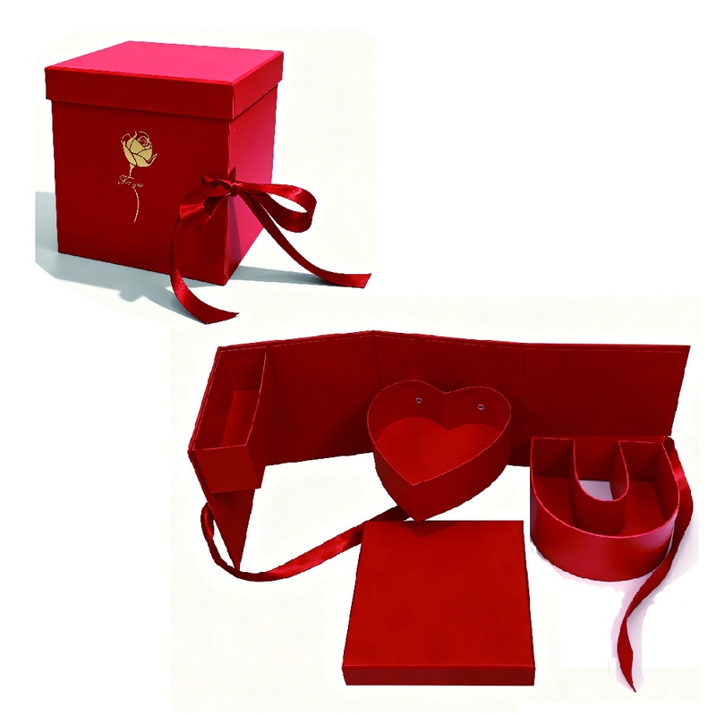 HF121619 Rotating Monogram I Love You Flower Gift Box