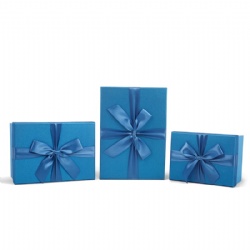 Set of 3 Rectangular Paper Packaging Boxes with Bow Tie