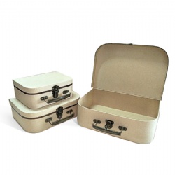 Set of 3 Paper Suitcase with Kraft Paper