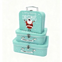 HF112224 Promotional Rigid Cardboard Handmade Box Paper Suitcase Box with Handle Paper Suitcase Luxury