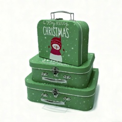 HF112224 Promotional Rigid Cardboard Handmade Box Paper Suitcase Box with Handle Paper Suitcase Luxury